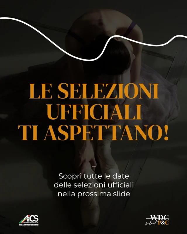 ✨ LE SELEZIONI UFFICIALI DEL WORLD DANCE COMPETITION TI ASPETTANO! ✨

Le Selezioni Ufficiali del World Dance Competition 2025 continuano, offrendo a ballerini e compagnie la possibilità di entrare in gara e vivere un'esperienza unica!

📍 Ecco le prossime date delle selezioni ufficiali:
📅 2 febbraio - Rosignano Solvay
22, 23 marzo - Pieve Emanuele
3, 4 maggio - Foligno
18 maggio - Igea Marina
24, 25 maggio - Viterbo
14, 15 giugno - Verona
20 - 26 luglio - Campus Estivo Cesenatico
Selezioni di Sicilia - TBD

🔥 Vuoi conquistare il tuo posto in Finale?
Questa è un’opportunità per metterti alla prova, esibirti davanti a una giuria di esperti e ottenere l’accesso alla Finale del WDC 2025!

💡 Iscriviti ora e vivi questa esperienza straordinaria!

🔗 Scopri tutte le selezioni ufficiali qui: link in bio

#WorldDanceCompetition #WDC2025 #SelezioniUfficiali #RoadToFinal #Danza

_____

✨ THE OFFICIAL SELECTIONS OF THE WORLD DANCE COMPETITION AWAIT YOU! ✨

The Official Selections of the World Dance Competition 2025 are ongoing, giving dancers and companies the chance to compete and experience something truly special!

📍 Here are the upcoming official selection dates:
📅 February 2 - Rosignano Solvay
22, 23 March - Pieve Emanuele
3, 4 May - Foligno
May 18 - Igea Marina
May 24, 25 - Viterbo
June 14, 15 - Verona
July 20 - 26 - Cesenatico Summer Campus
Sicily selections - TBD

🔥 Do you want to secure your spot in the Final?
This is an opportunity to challenge yourself, perform in front of an expert jury, and earn your place in the WDC 2025 Final!

💡 Sign up now and be part of this extraordinary experience!

🔗 Find all the official selections here: link in bio

#WorldDanceCompetition #WDC2025 #OfficialSelections #RoadToFinal #Dance